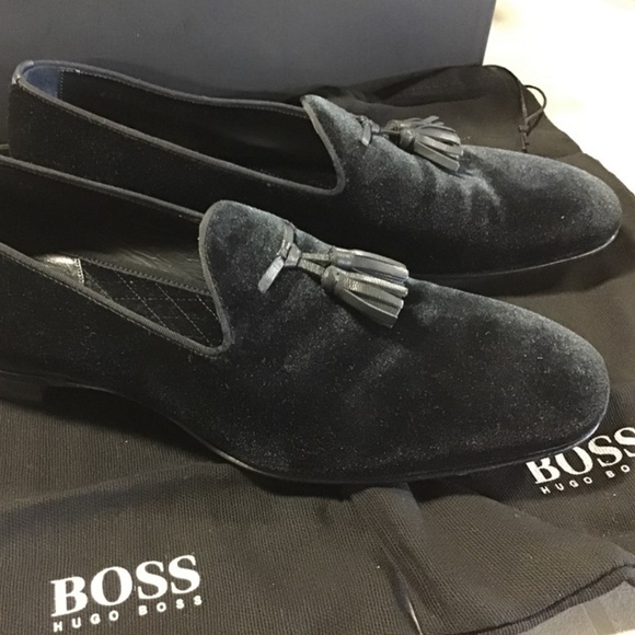 HUGO BOSS VELVET LOAFERS - Picture 1 of 3